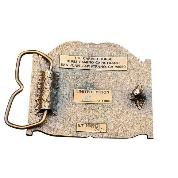 Vintage Carved Horse Western Wear Belt Buckle - Picture 2 of 2